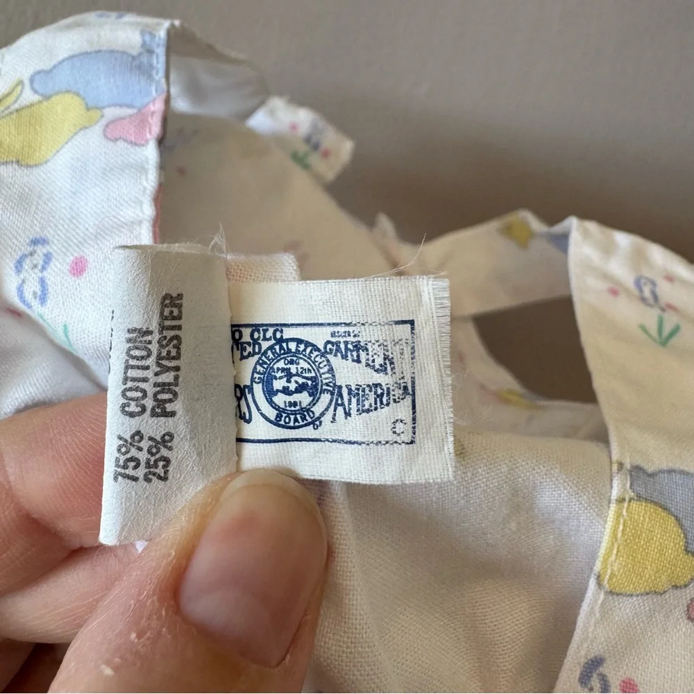 Vintage Osh‎ Kosh B’Gosh Baby Bunny Rabbit Print Short Overalls 12 months